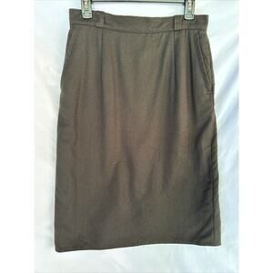 Vintage Rosner Wool midi skirt size Medium 40 Army Green Kick Pleats Minimalist